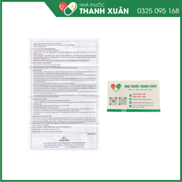 Thuốc Bactamox 1g Imexpharm điều trị nhiễm khuẩn